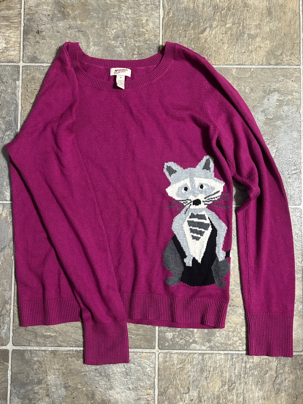 Magenta Women’s Sweater with Raccoon